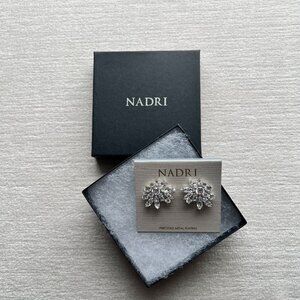 Nadri Knife Edge Cubic Zirconia Cluster Stud Earrings – Mixed Cut Sparkle